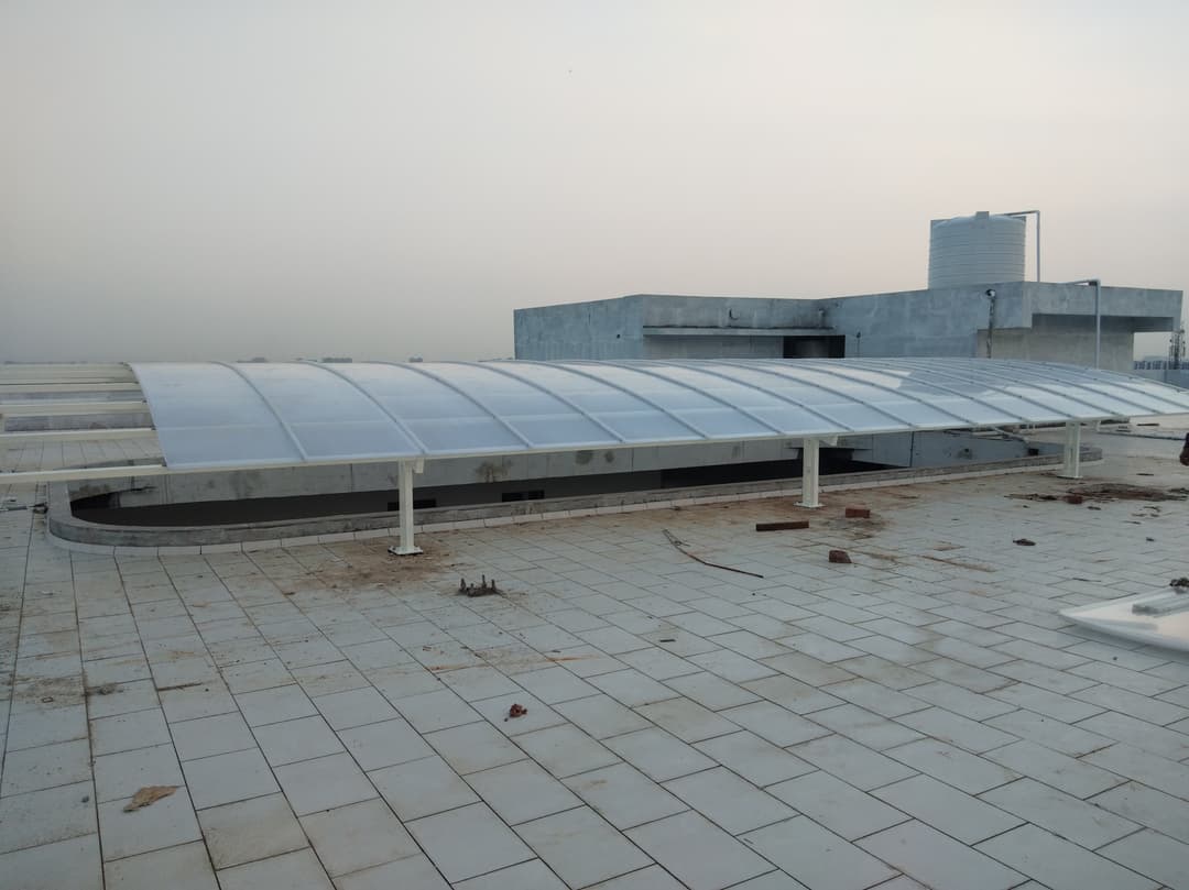 Metal fabrication Polycarbonate Roofing project by Welldone Metalworks Ahmedabad